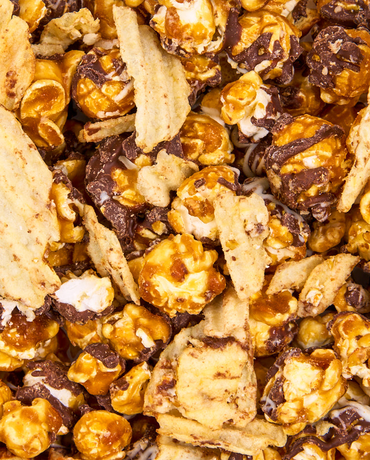 Vanilla and Dark Chocolate Potato Chip Popcorn