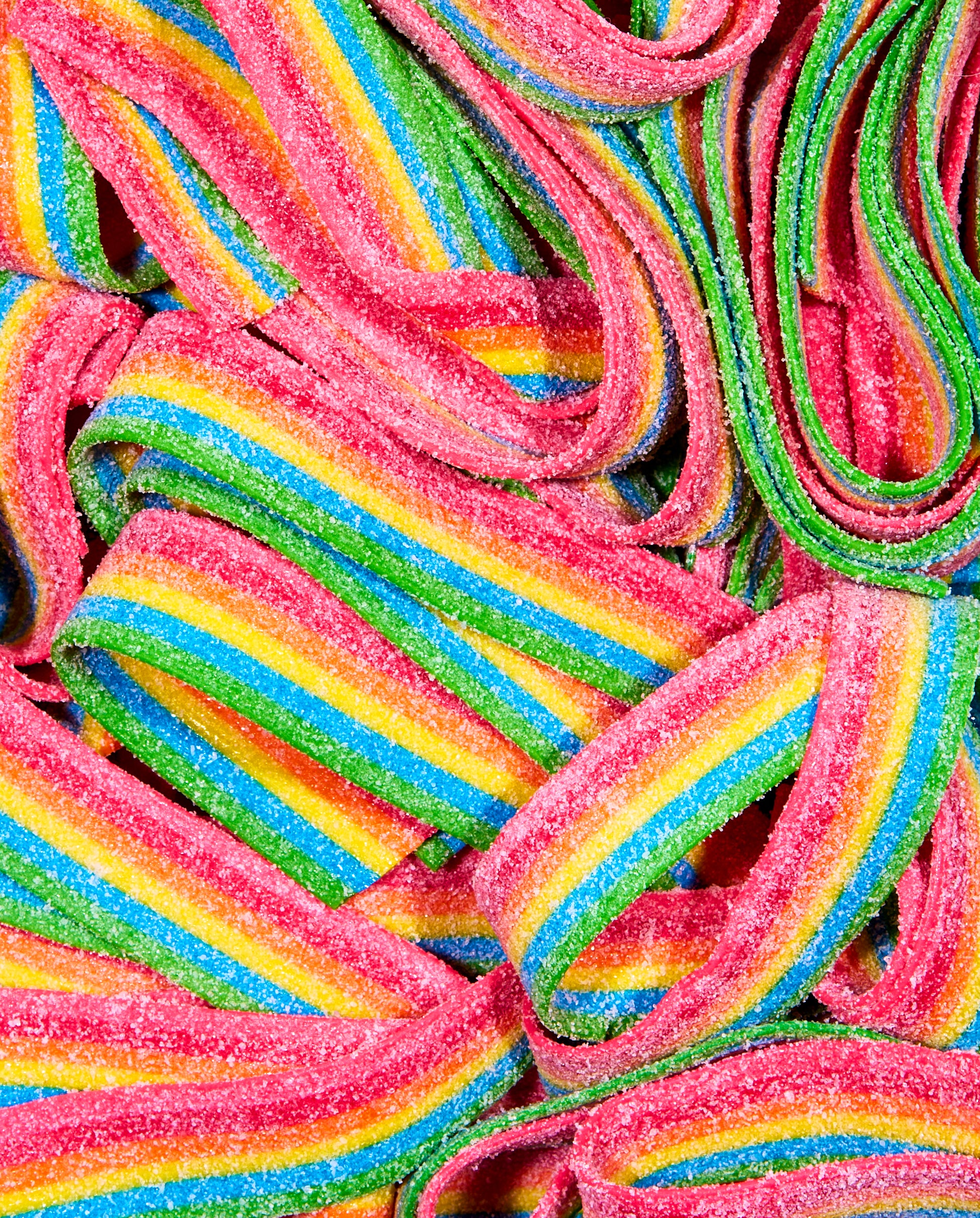 Zoomed-in Sour Fruity Rainbow Belts