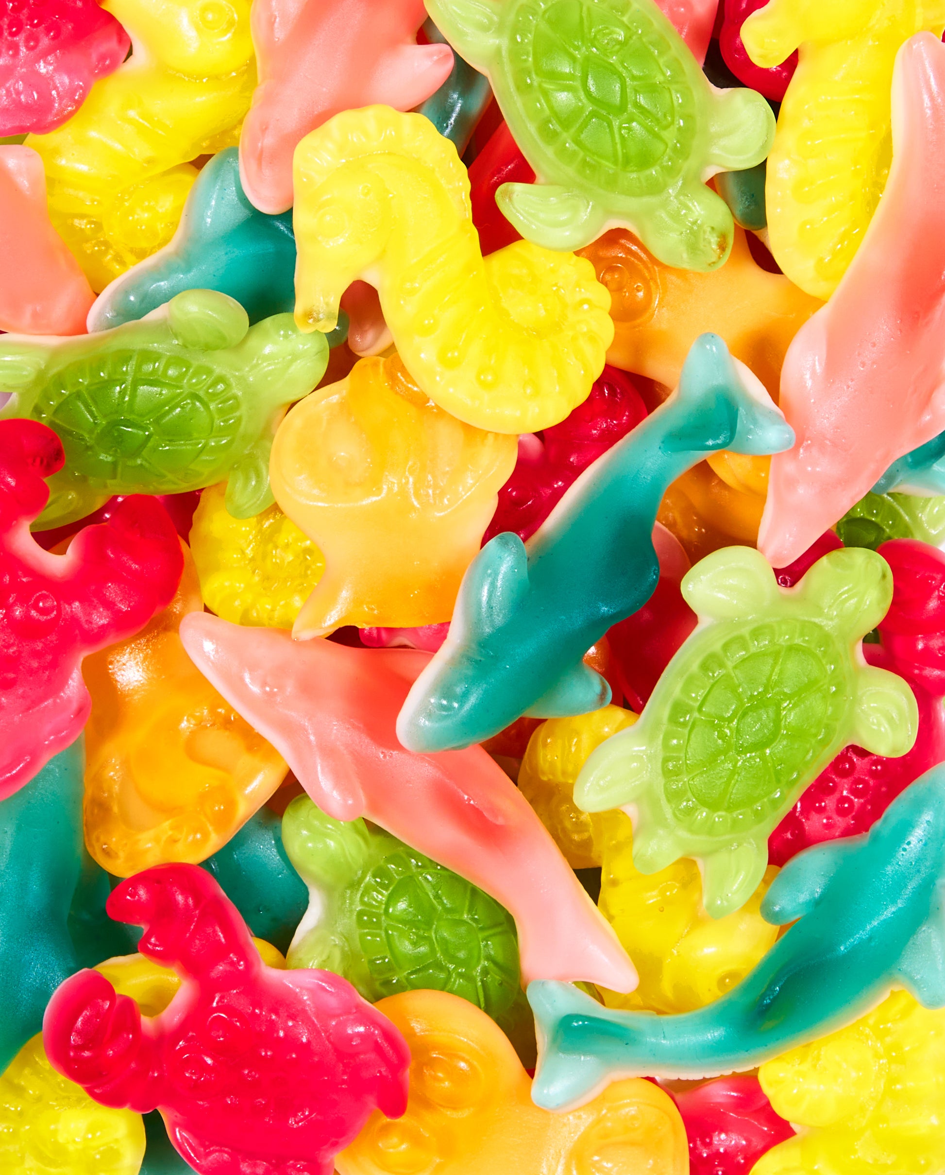 Zoomed-in Fruity Gummy Ocean Creatures Mix