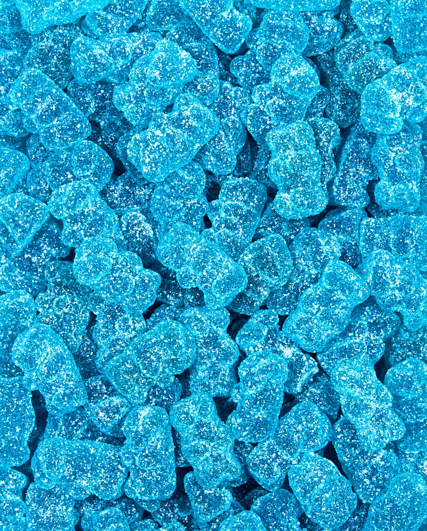 Zoomed-in Sour Blue Raspberry Bears Gummy