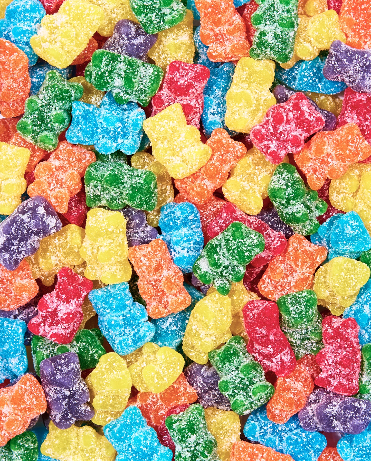 Zoomed-in Sour Fruity Gummy Bears