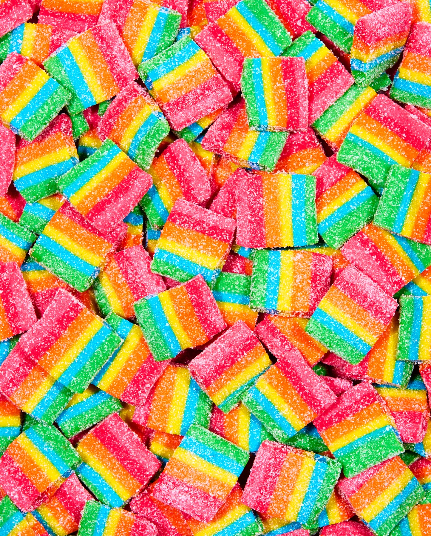 Zoomed-in Sour Fruity Mini Rainbow Belt Bites