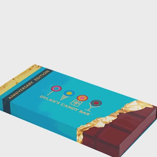 Video of hand removing chocolate bar from open Anniversary Edition XL Chocolate Bar Gift Set