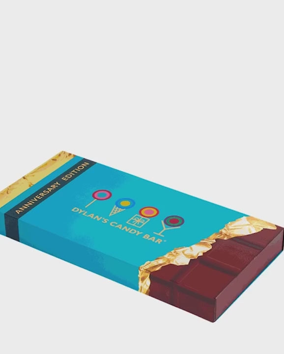 Video of hand removing chocolate bar from open Anniversary Edition XL Chocolate Bar Gift Set